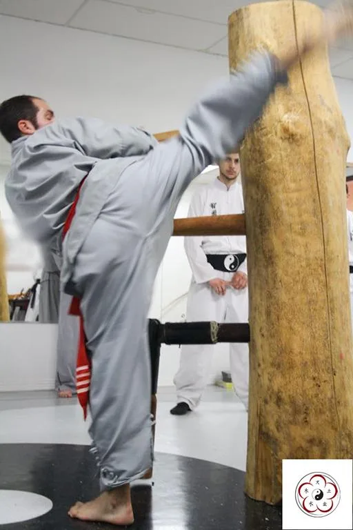 Coup de pied au mannequin de bois